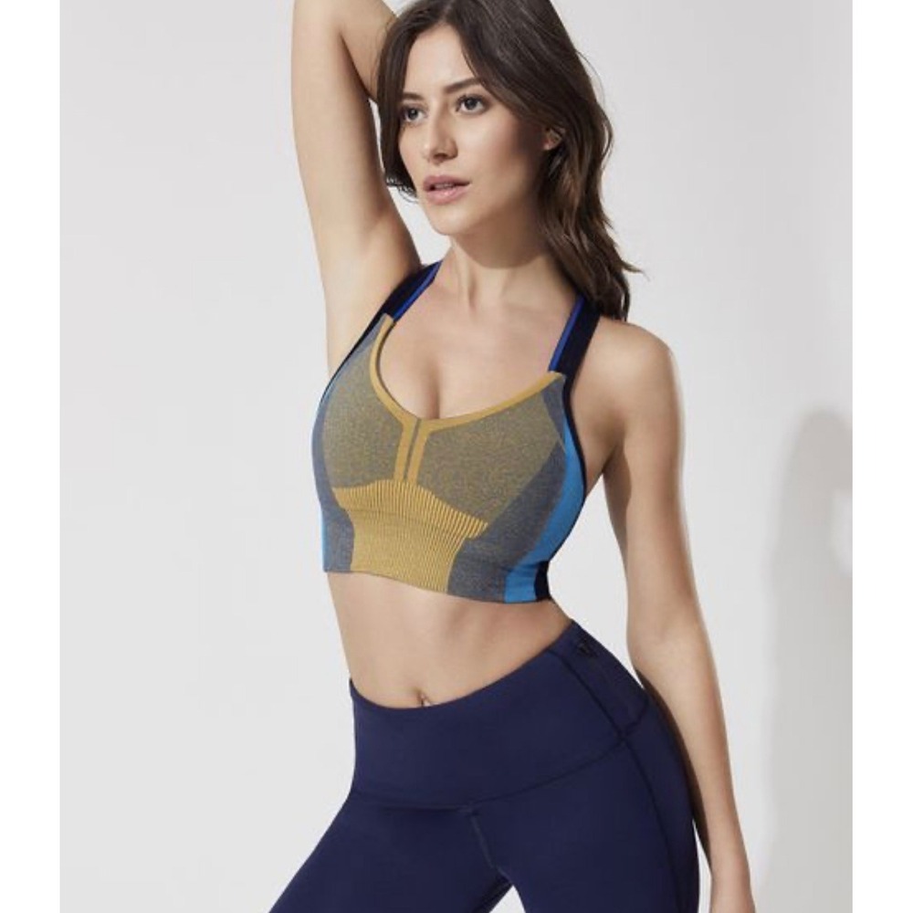 LNDR Trigger Sports Bra Colorblock Racerback XS/S Gorpcore Compression Retro - Picture 3 of 8